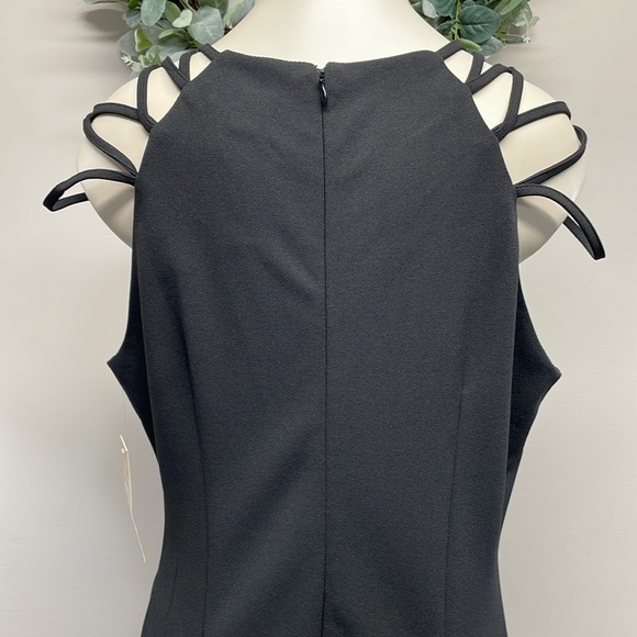 NWT Hope & Harlow Black Sheath Dress Shoulder Criss Cross Strappy Detail 12 - Picture 6 of 16